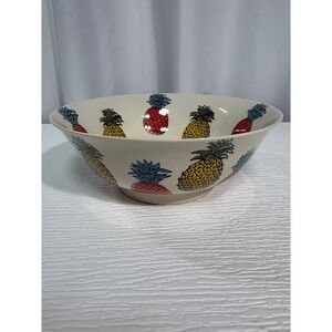Signature Housewares Pineapple Stoneware Serving Bowl Tropical 8 Inch S0042